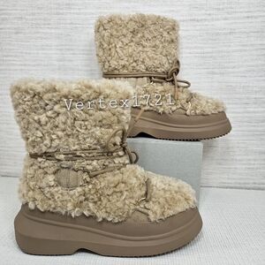 Sz 6.5, EUR 37 ZARA Faux Shearing Fur Ankle Boots (starfit Technical Insole Foam